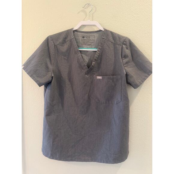 FIGS Technical Collection Gray Short Sleeve Scrub Top Sz M One Chest Pocket - Picture 1 of 6